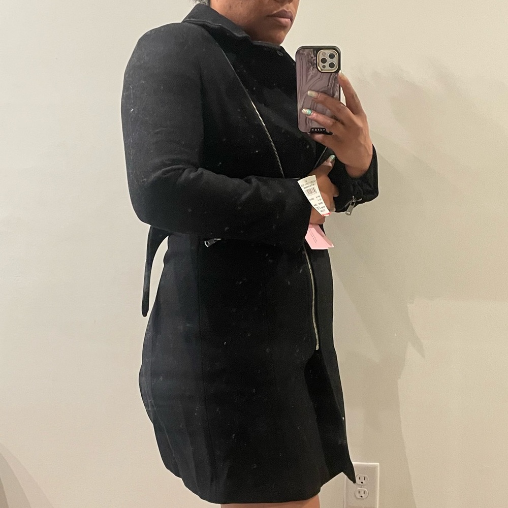 Avec Les Filles long, black, slim-fit wool jacket